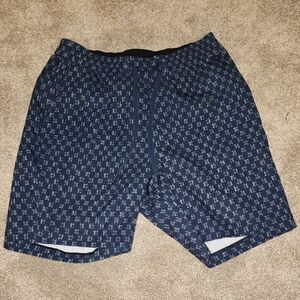 Men's Navy Patterned Swim Trunks